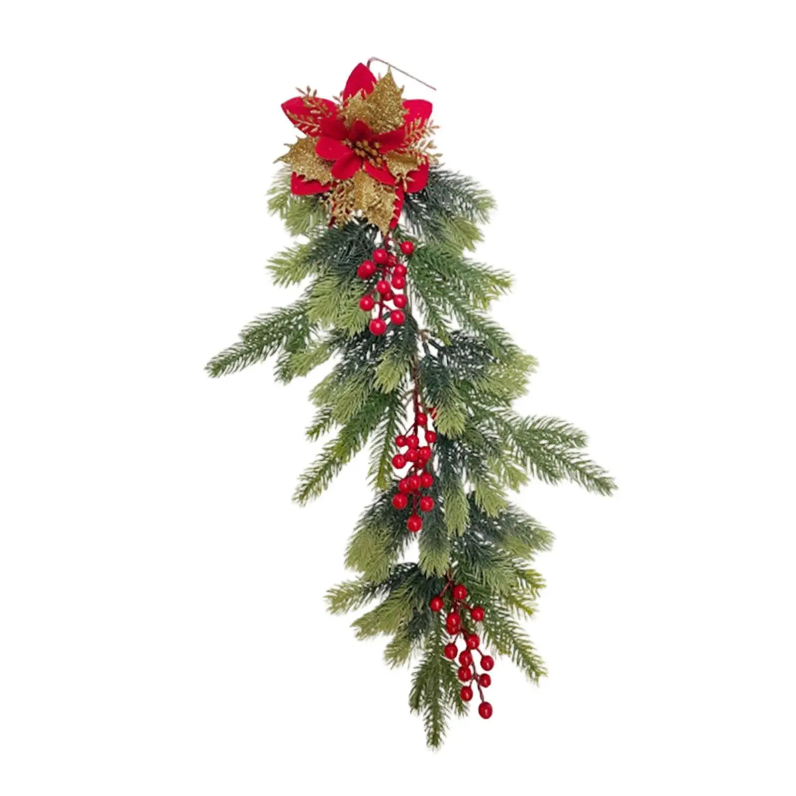 Artificial Christmas Teardrop Swag Hanging Garland 68cm Ornament Staircase Decoration for Fireplace Mantle Festival Stairs