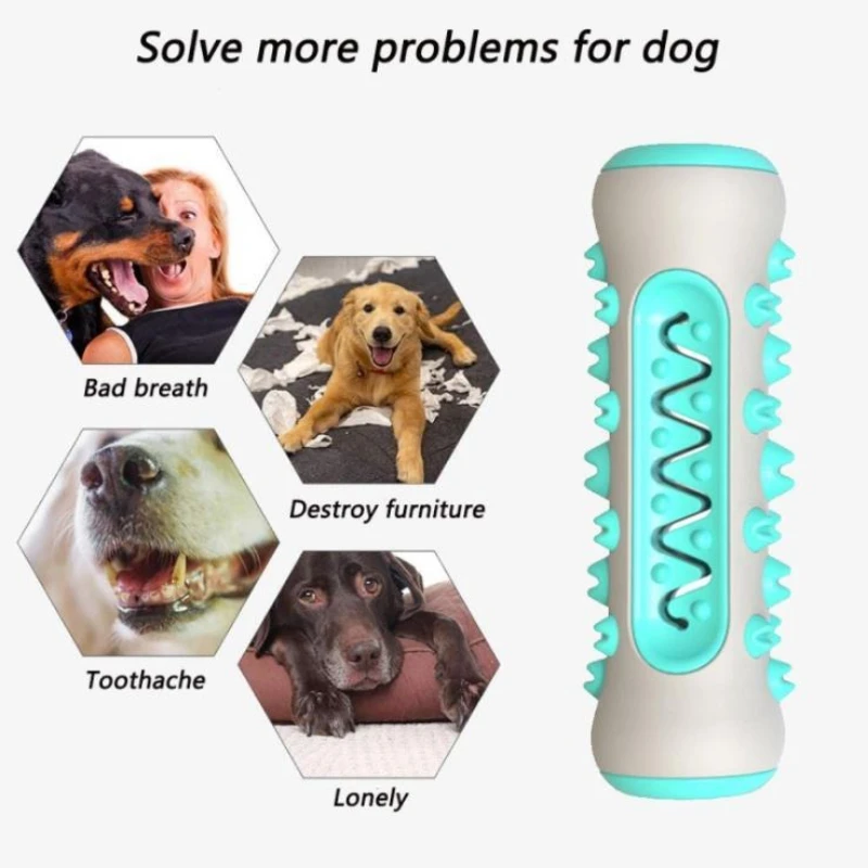 Rubber Dog Molar Toothbrush Chew Toy, Dental Cleaning Teeth Care for Puppies, Large & Small Dogs, Bite-Resistant Treat Dispenser - imagen 2
