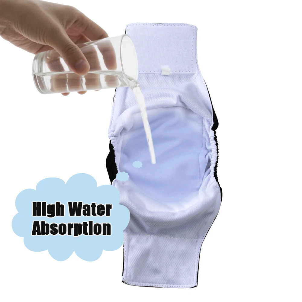 Pañal de tela lavable para perros pequeños, pantalones fisiológicos reutilizables para mascotas, pañal transpirable para cachorros, banda para el vientre, 4 Uds. - imagen 4