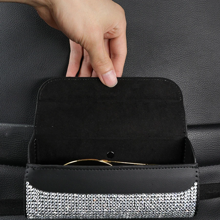 Estuche gafas de coche con pedrería brillante – Organizador visera