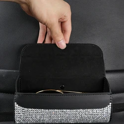 Estuche gafas de coche con pedrería brillante – Organizador visera