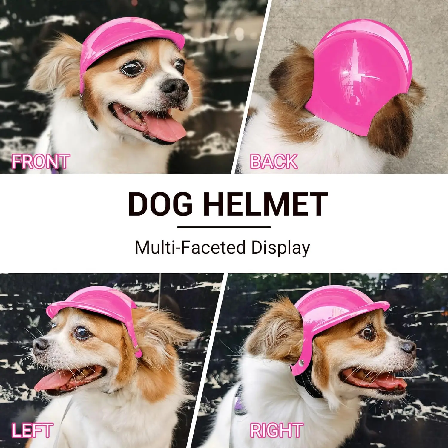 Casco táctico para perros de raza pequeña a mediana, protector de cabeza antiimpacto, con orificios para las orejas, color rosa