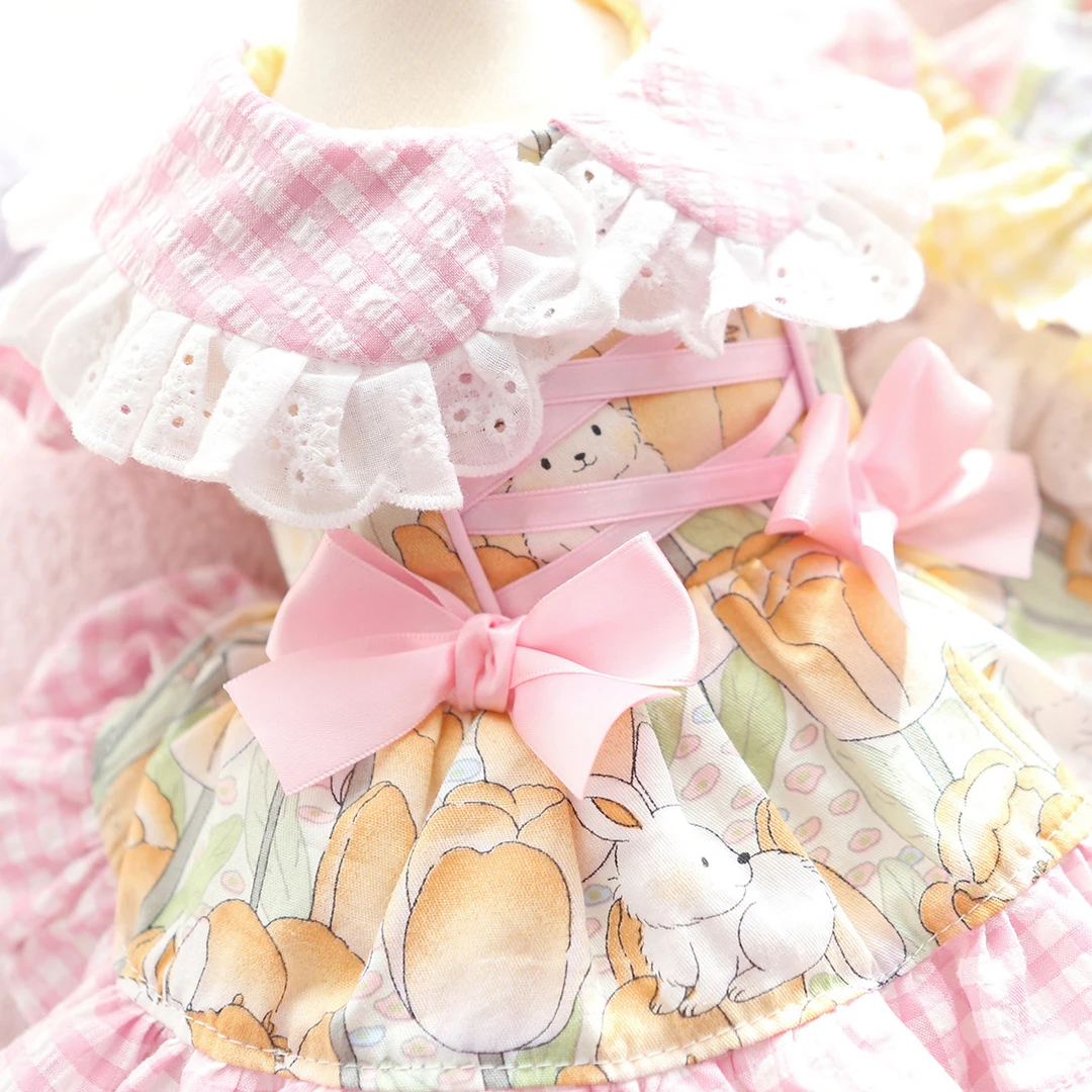 Vestidos para mascotas para perros pequeños, ropa de lujo para perros de princesa con lazo, volantes de encaje, falda Rosa Linda para Cachorros para Yorkie maltés - imagen 4
