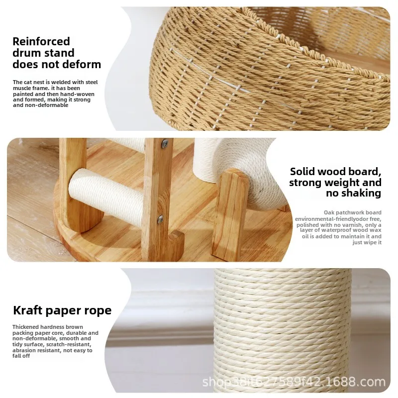 Nido de escalada para gatos de madera maciza, columna de Sisal, cápsula, estante para gatos, suelo superior, muebles de juguete para mascotas, productos, rascadores, accesorios - imagen 3