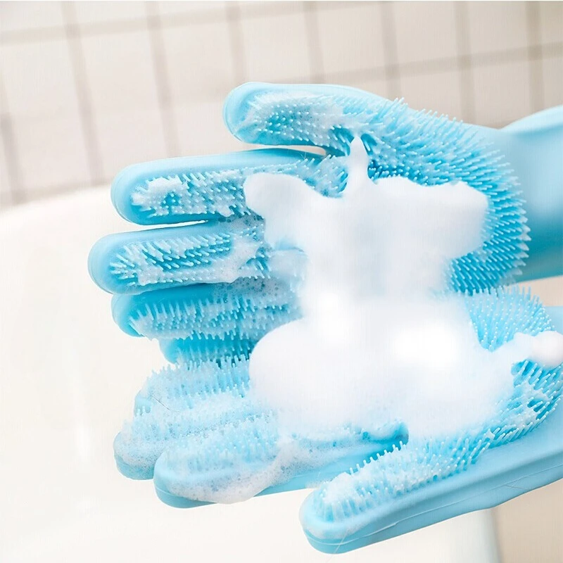 Guantes de aseo para mascotas, champú de baño, guante mágico, guante de depilación de silicona suave, guantes para perros y gatos - imagen 2