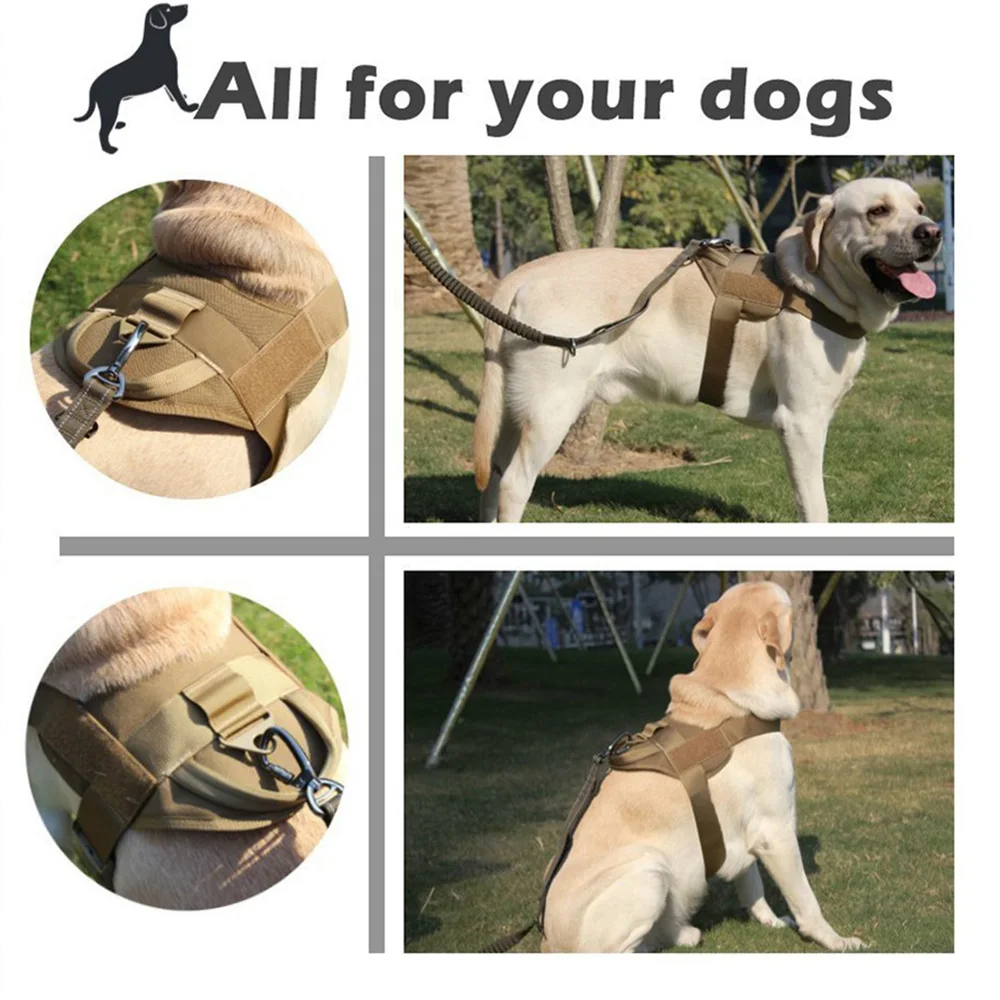 Arnés táctico para perros con juego de correa, chaleco ajustable sin tirar para caminar, arnés de entrenamiento resistente para perros medianos/grandes que caminan