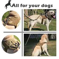 Arnés táctico para perros con juego de correa, chaleco ajustable sin tirar para caminar, arnés de entrenamiento resistente para perros medianos/grandes que caminan