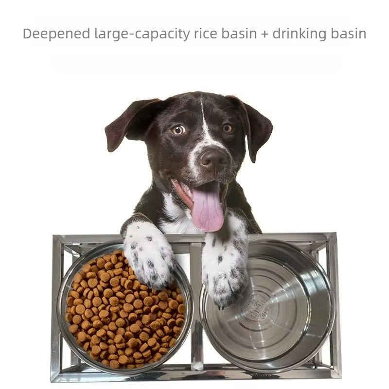 Comedero doble para perros acero inoxidable soporte protección cuello - imagen 4