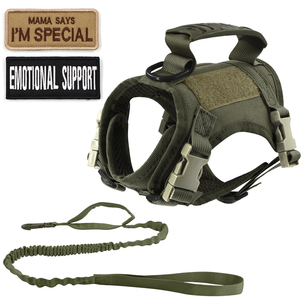 Arnés táctico para perros pequeños y gatos, correa con parches, entrenamiento de trabajo, correas para cachorros con asa, chaleco ajustable de malla suave para mascotas - imagen 3