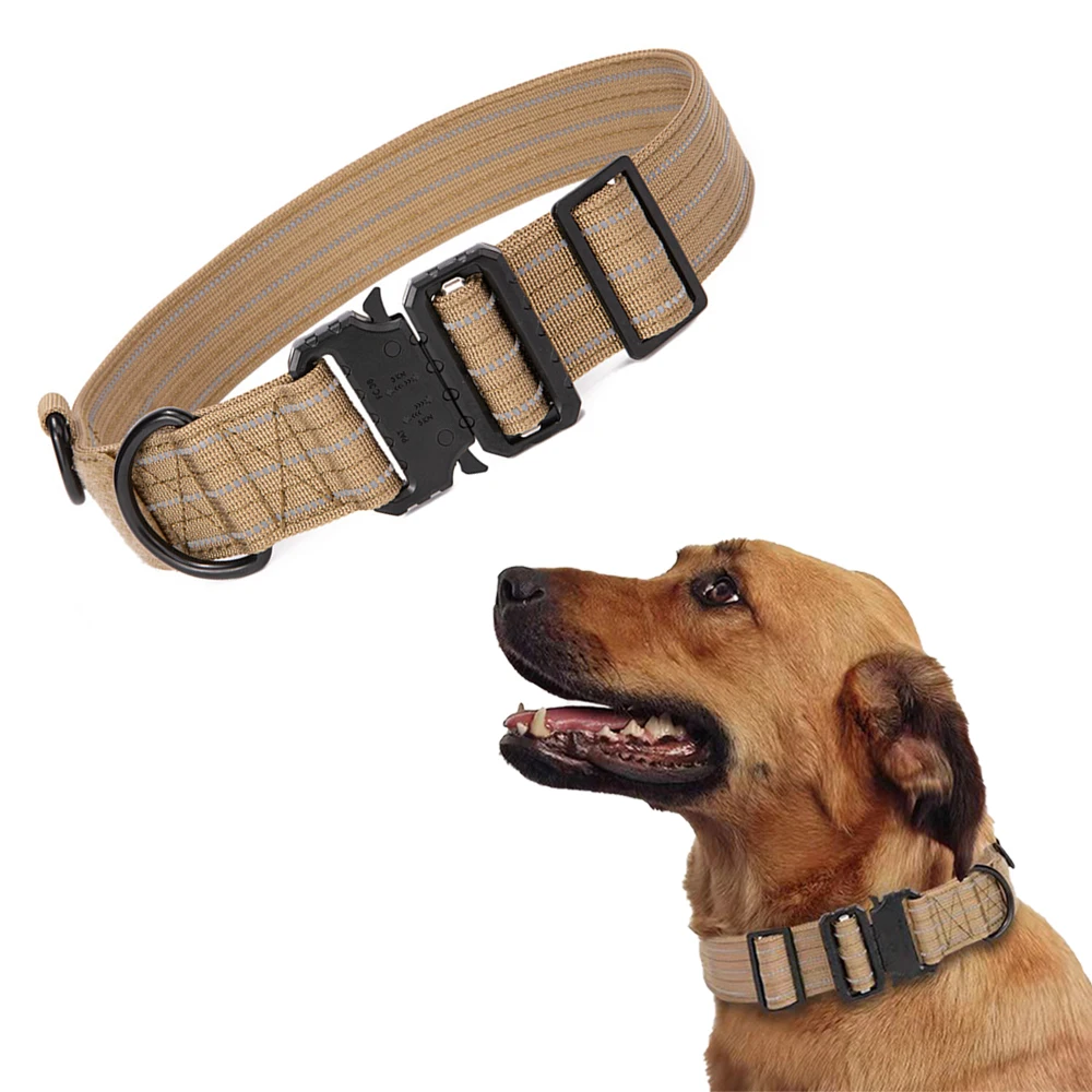 Collar para perro Collar de adiestramiento militar clásico ajustable reflectante para perros medianos a grandes para seguridad nocturna y control al aire libre - imagen 2