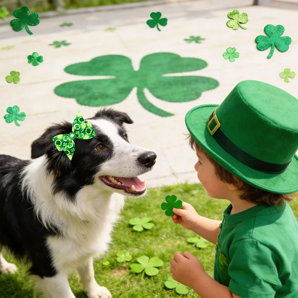 Lazos verdes día de San Patricio para perros – hechos a mano - imagen 4