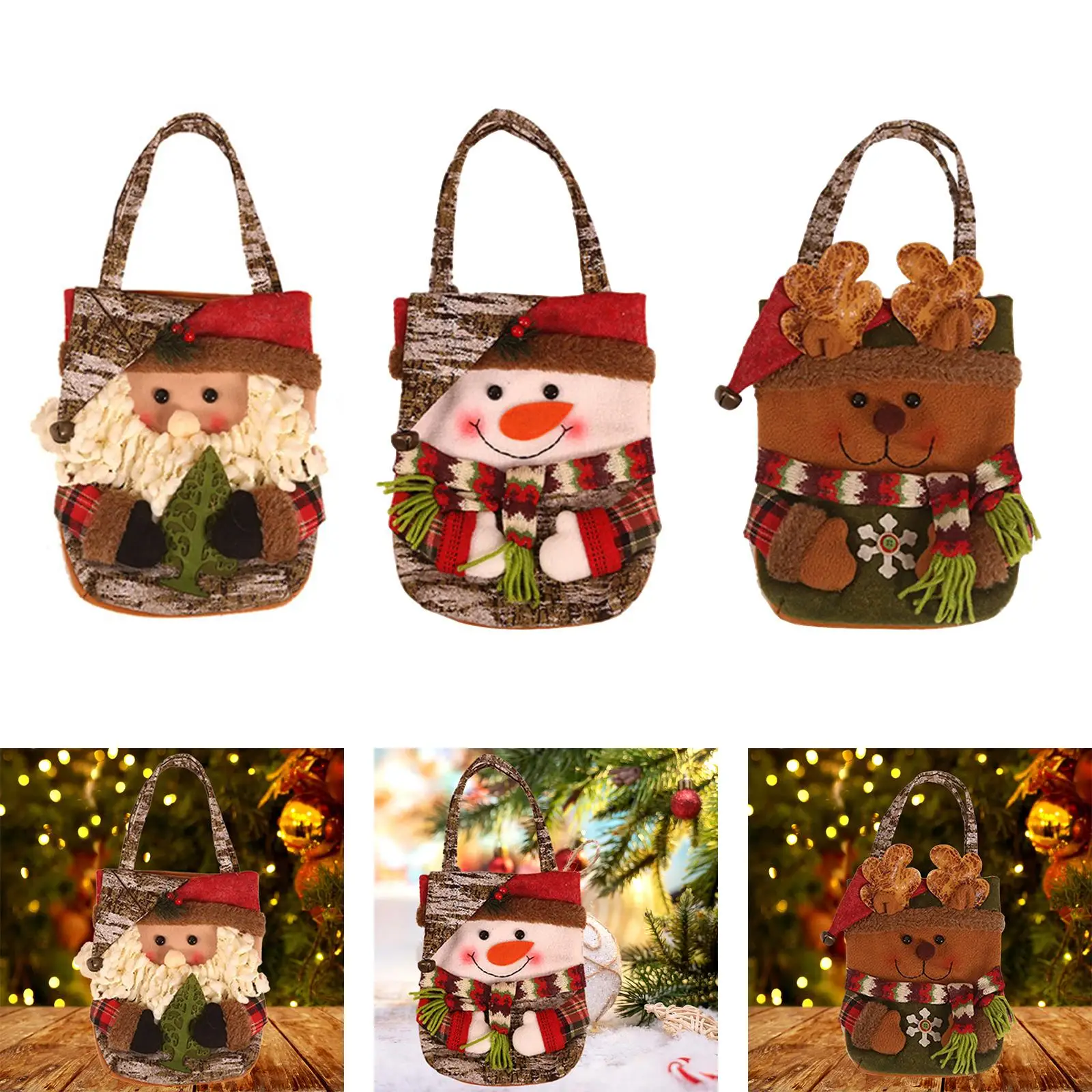 Christmas Gift Bag Reusable Party Supplies Christmas Treat Bags with Handle Candy Bag for Holiday Event Wedding Shopping Party