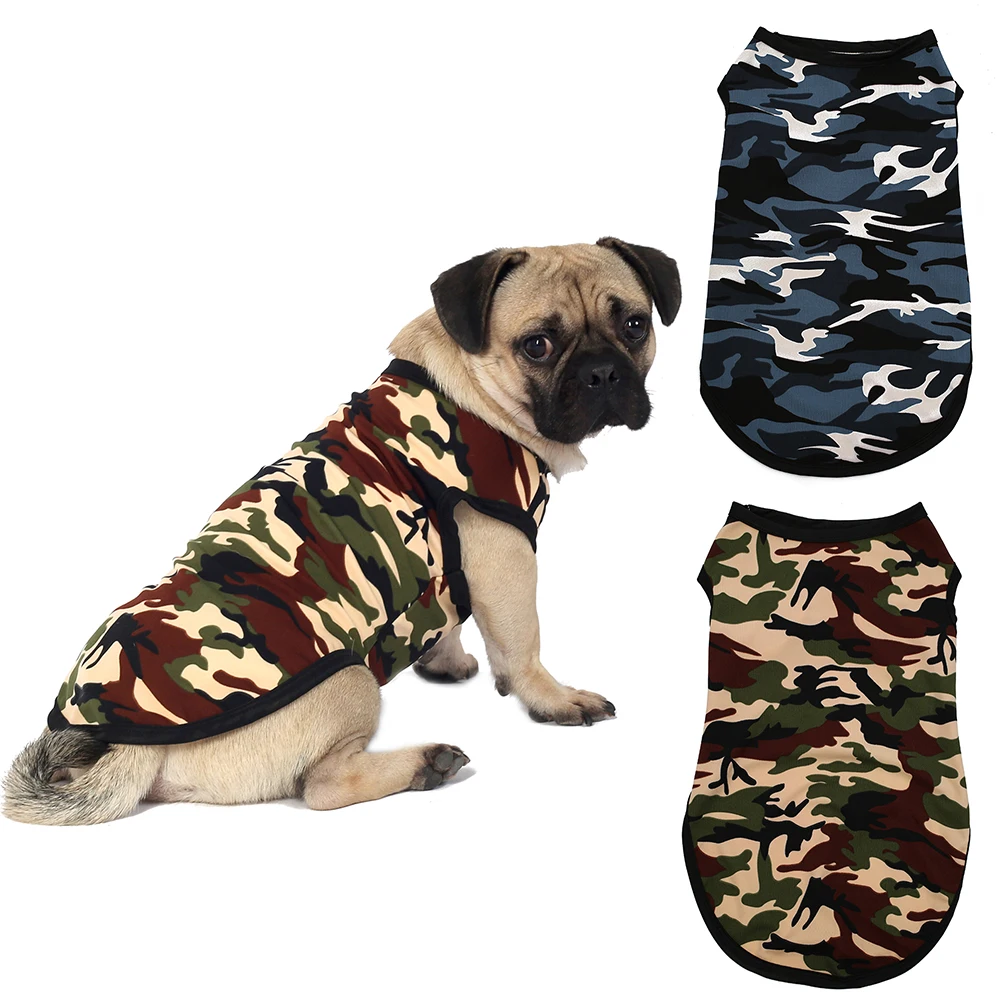 Chaleco con estampado de camuflaje para perros, camiseta para mascotas, ropa para mascotas para perros y gatos pequeños y medianos