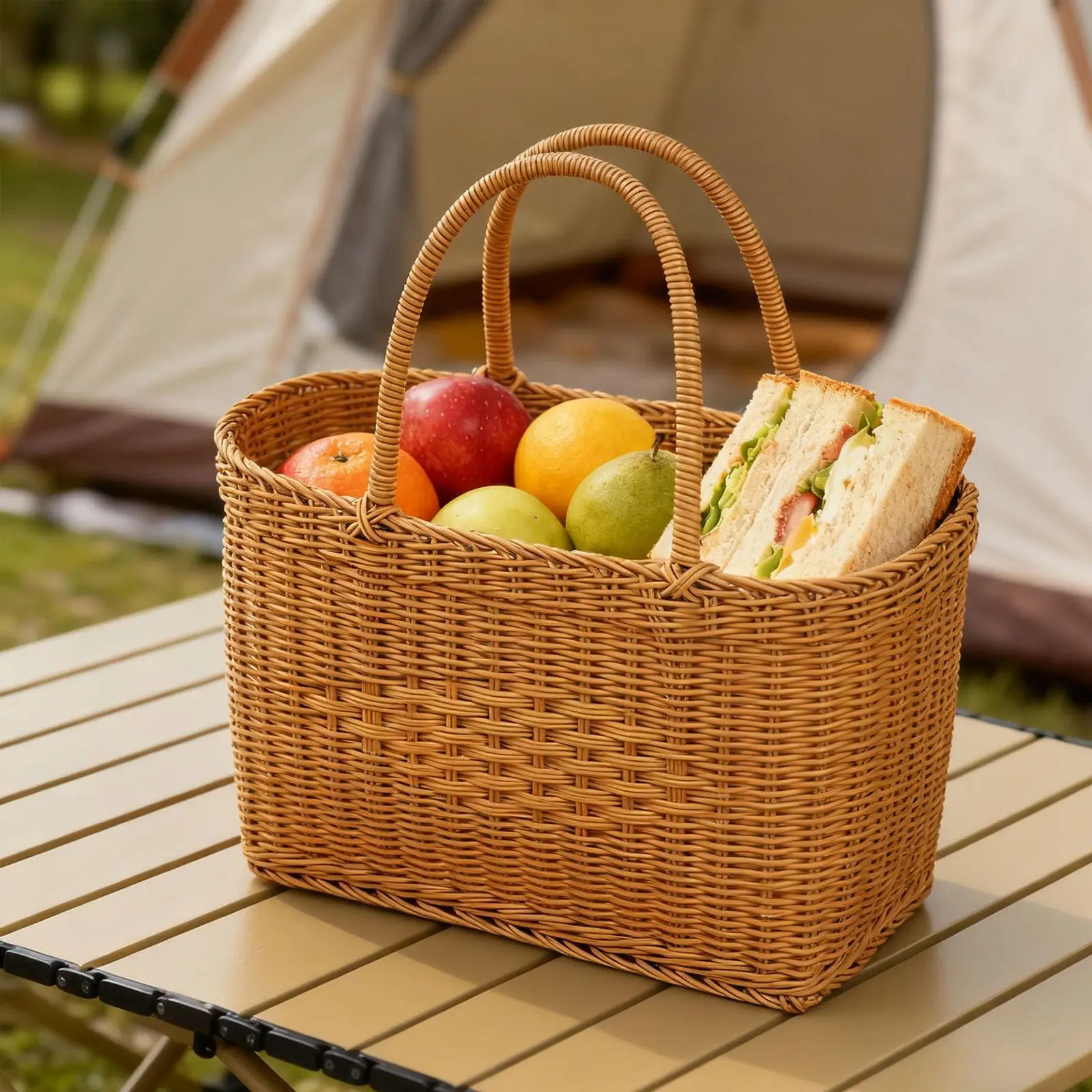 Handwoven Basket Lightweight Portable Balcony Imitation Rattan Flower Basket