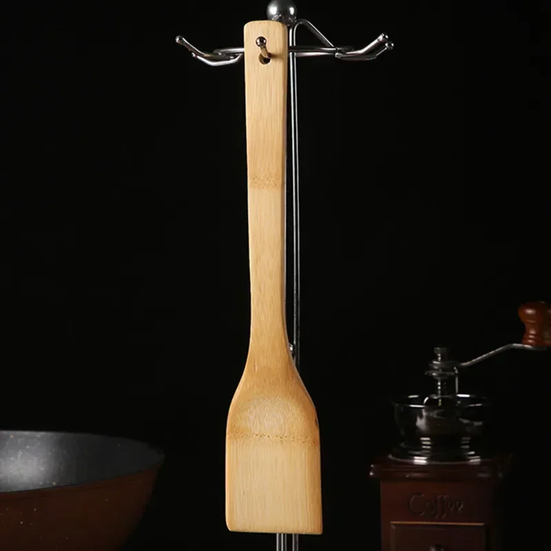 Utensilios de cocina, espátula de bambú, pala resistente al calor, cuchara de cocina, sartén, cuchara de arroz, utensilios de cocina, sartén antiadherente, pala de arroz de bambú - imagen 3