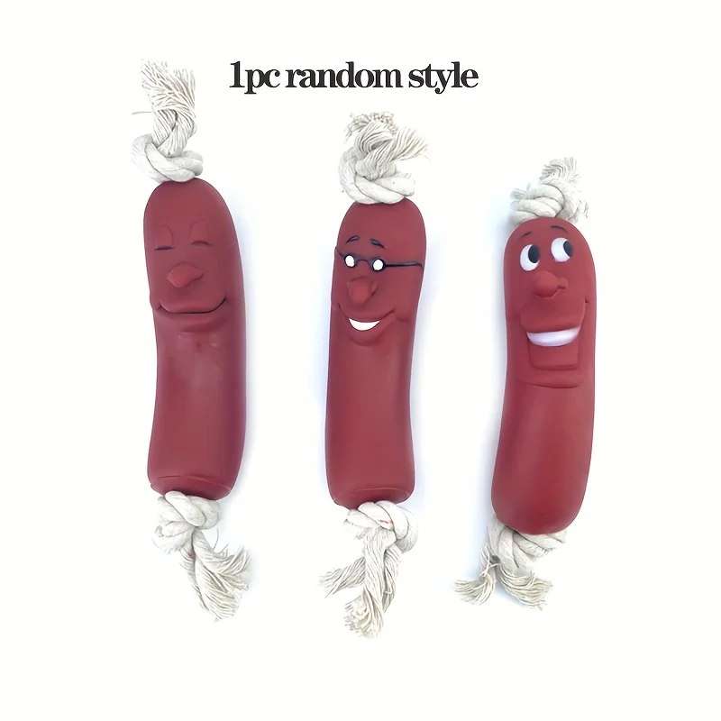 Juguetes para perros con forma de salchicha divertida para cachorros, juguetes para masticar, entrenamiento, resistente a mordeduras, rechinar los dientes, suministros para mascotas, 2 uds. - imagen 3