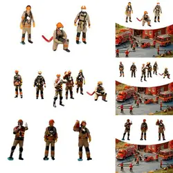 Colección de figuras de bombero en miniatura 1:64, figuras de acción de Diorama realistas para paisaje, diseño de decoración de Diorama