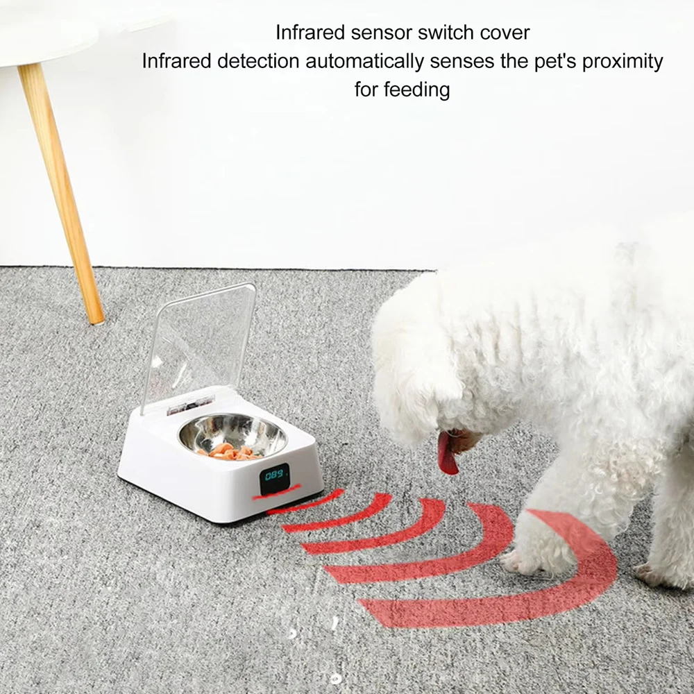 Alimentador inteligente para mascotas, cuenco con Sensor infrarrojo para perros y gatos, fácil de limpiar, tapa de apertura automática extraíble, contenedor de almacenamiento de alimentos para mascotas - imagen 2
