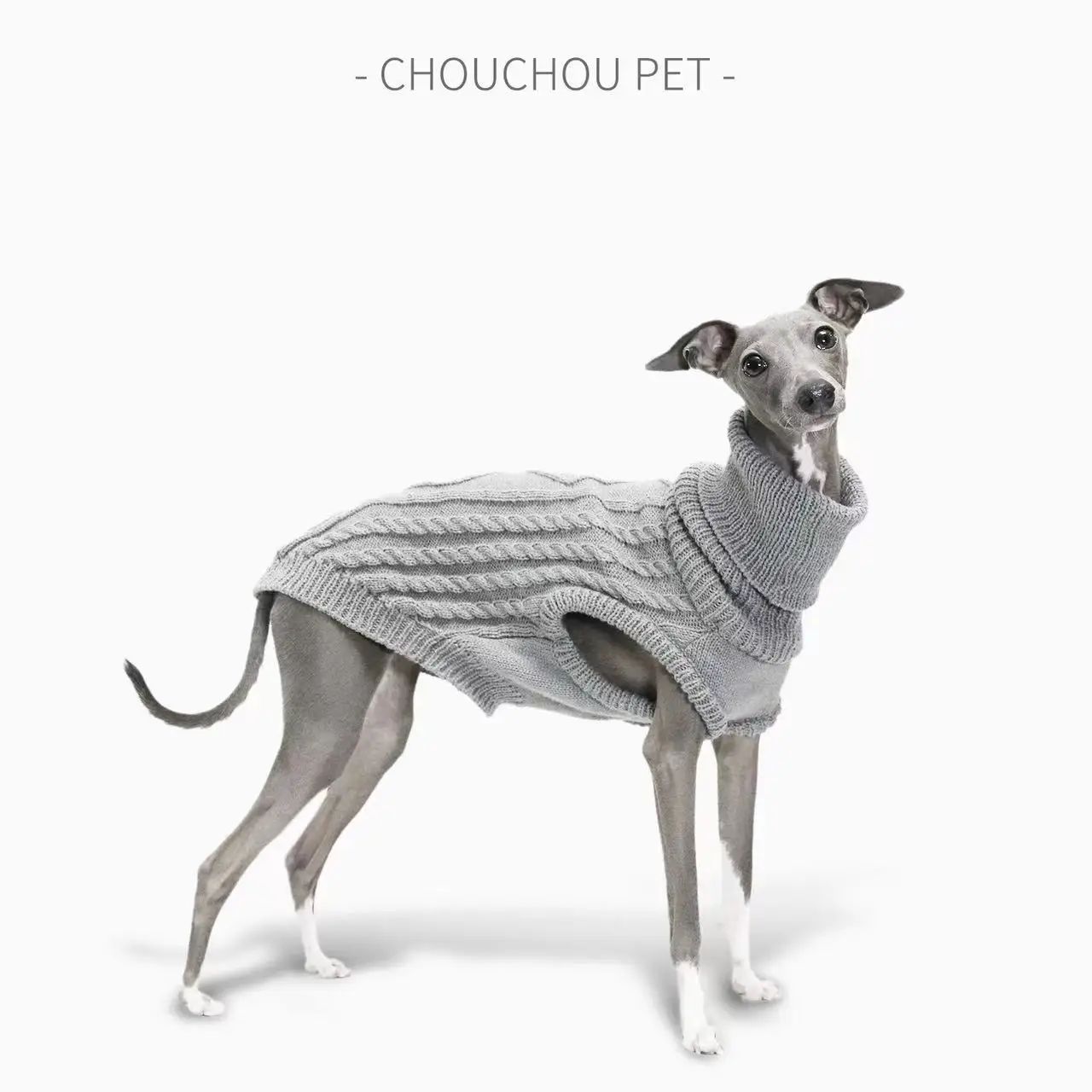 Chaleco de punto suave para cachorros, cuello alto, suéter para mascotas, Whippet, galgo, cachorro, perro grande, invierno - imagen 2