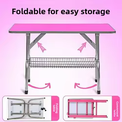 Mesa de aseo para mascotas, tamaño doméstico, mesa de aseo para mascotas antideslizante portátil plegable de acero inoxidable
