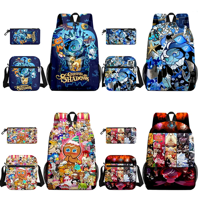 3 uds Cookie Run: mochila de galleta de leche de sombra del Reino, mochila escolar de dibujos animados, bolso de hombro para estudiantes, bolsas de almuerzo de leche de sombra, regalo