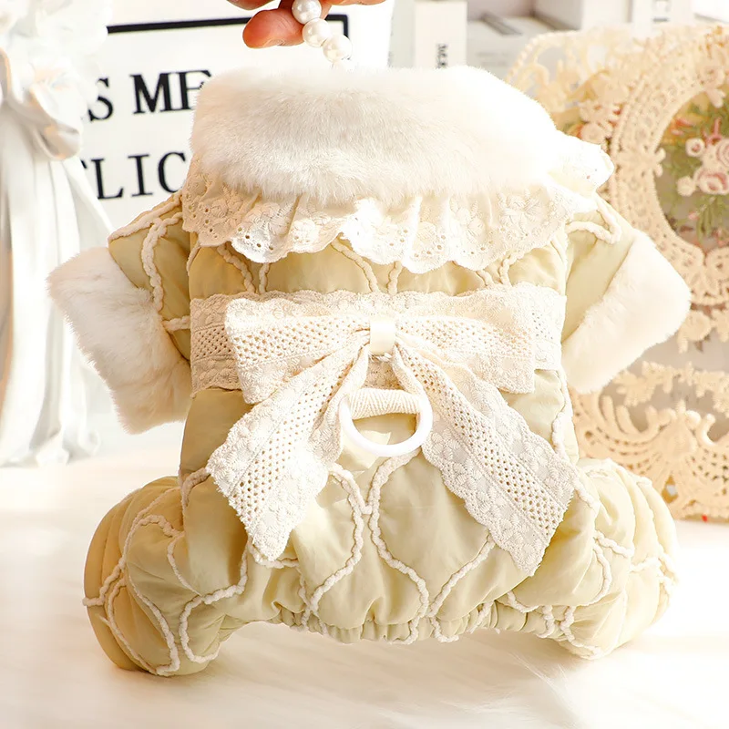 Vestido de princesa de invierno para perro, ropa con lazo para perro y gato, traje para cachorro, ropa Yorkshire Pomerania maltesa para perro pequeño - imagen 3