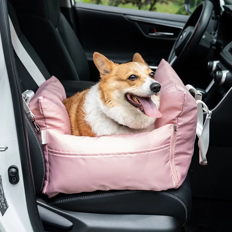 Perrera de coche Asiento de seguridad para mascotas Universal en todas las estaciones Almohadilla de perrera extraíble y lavable para perros pequeños y medianos Nidos para mascotas al aire libre