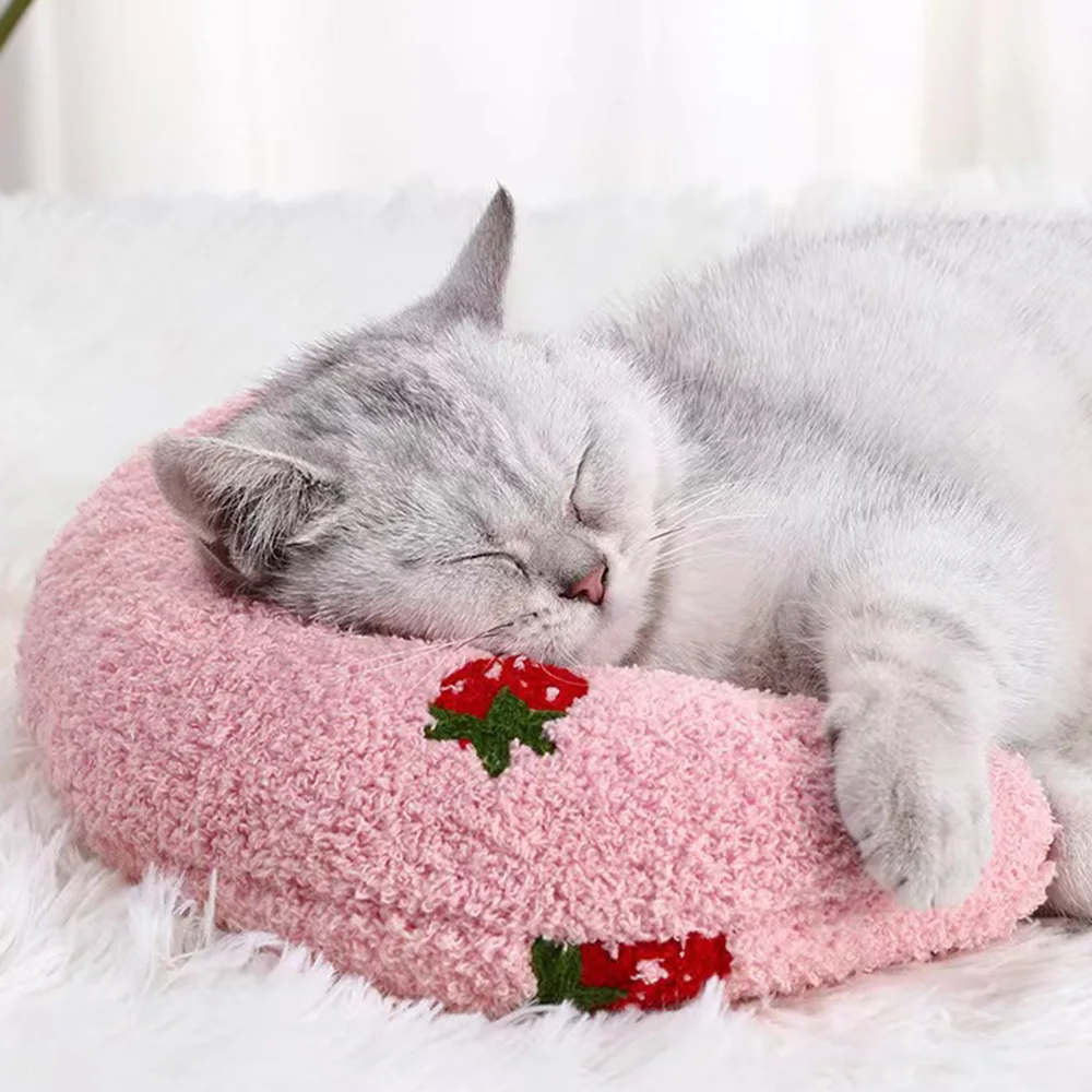 Almohada para gatos en forma de U, cojín antiarañazos para mascotas para gatos y perros, almohada de soporte para el cuello con comodidad profunda,