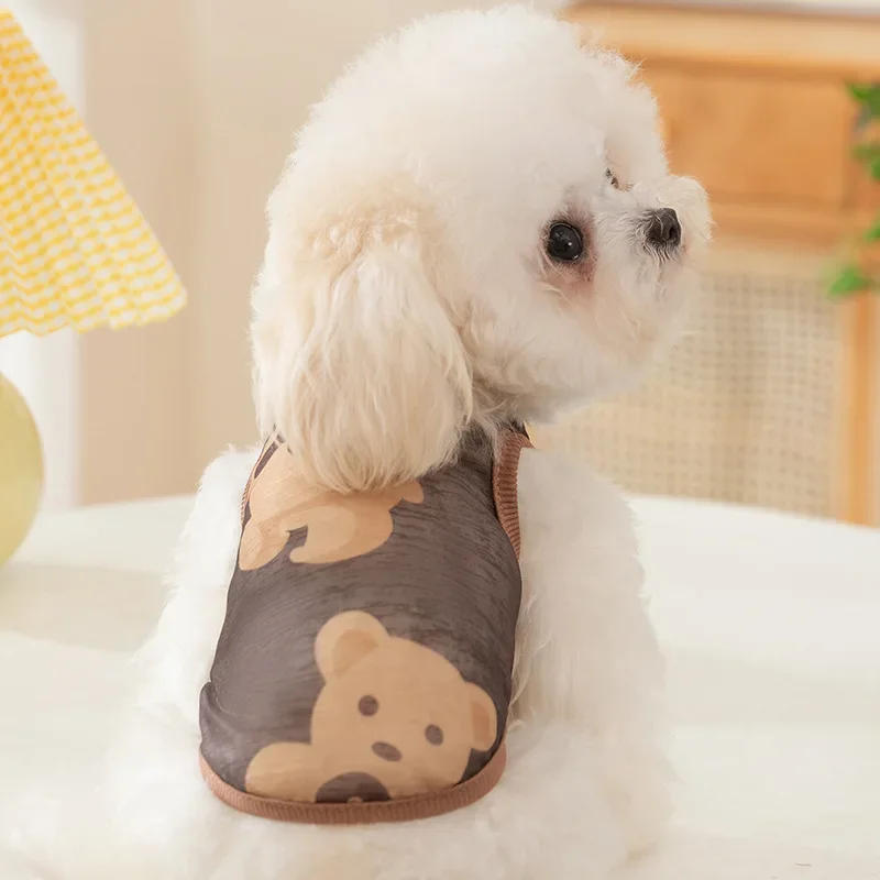 Dog Pet Sleeveless Mesh Bear Traction Vest Cat Breathable Thin Teddy Pet Dog Cooling Vest for Dogs Clothes - imagen 2