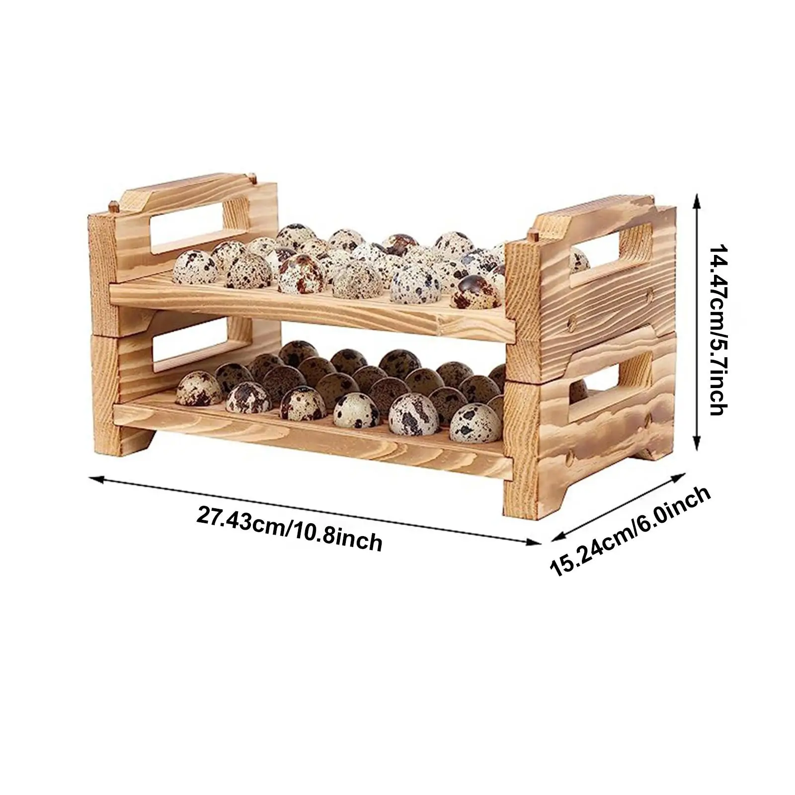 2x Wooden Egg Holder Storage Tray 24 Slot Portable Storage Organizer Quail Egg Sorter for Restaurant Home Pantry Refrigerator