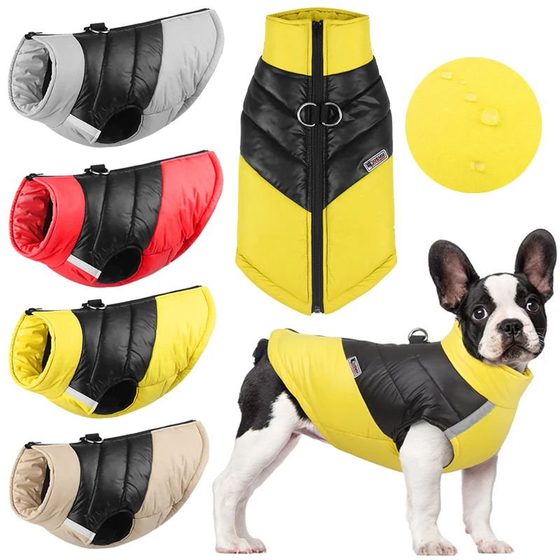 Ropa impermeable para perros pequeños y grandes, chaqueta reflectante, abrigo cálido para cachorros, disfraz de Bulldog Francés, caniche, Labrador, trajes de Pug - imagen 2