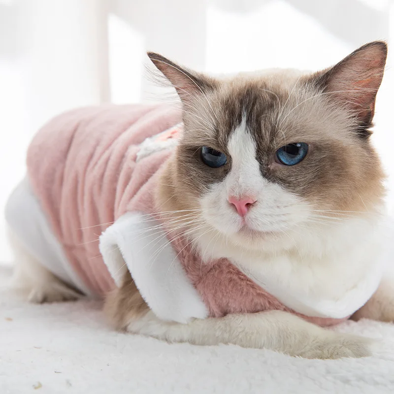 Ropa de invierno para mascotas, chaleco de chaqueta para gato de piel de conejo cálido para gatos, prendas Sphynx persa, jerséis de gatito lindo, atuendo katten kleding - imagen 4