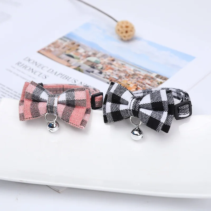 1 unidad de Collar bonito para gato, collares para cachorros pequeños, Collar con lazo para gatito, Collar con lazo y campana para perro, gato, Chihuahua, suministros para mascotas - imagen 2
