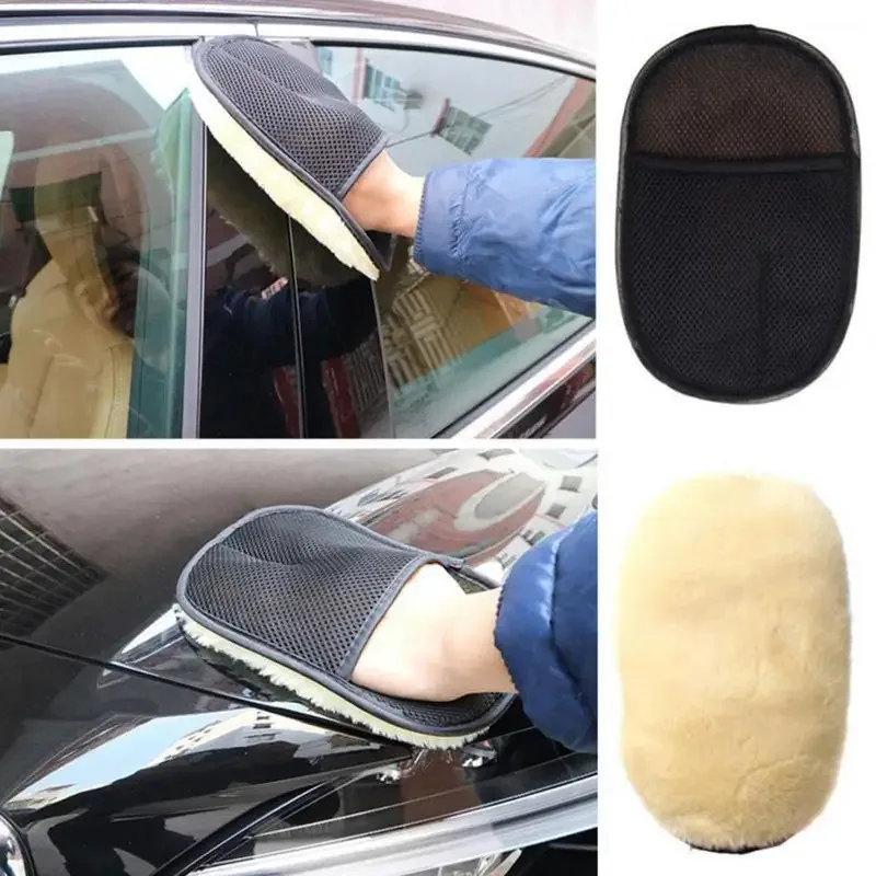 Guantes de lavado de lana para limpieza de automóviles, parabrisas de automóviles, pulido de vidrio, esponja, cepillo, limpieza - imagen 2