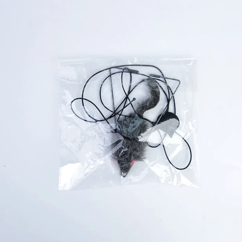 Varita de lino de plumas para gatos, juguete interactivo con Mini campana, varilla de madera, ratón, 1,8 m - imagen 4