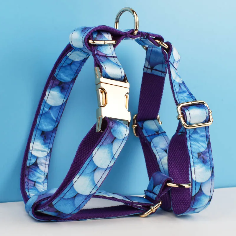 Collar de algodón personalizado para perro, accesorios de alta calidad para mascotas, arnés con estampado de animales, color morado, 04 - imagen 2