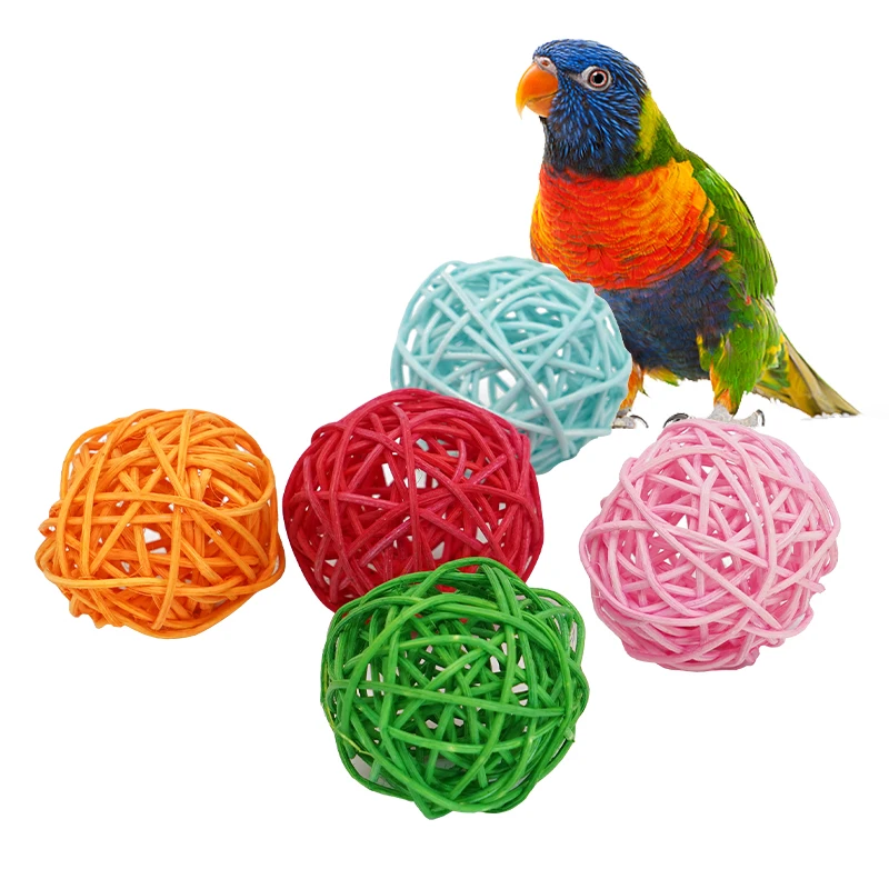 Juguetes para mascotas, juguetes para masticar, pelota de mimbre para pájaros, juguete para loros, periquitos, cacatúas, juguetes para masticar, jaulas para loros, 5 uds. - imagen 2