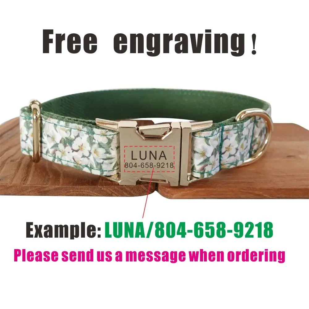 Collar personalizado con nombre para perro – Jazmín blanco - imagen 4