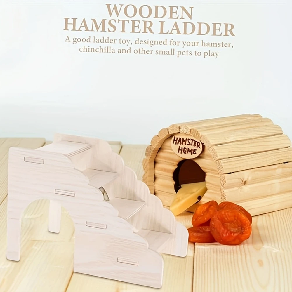 Escalera de escalada de madera para hámster, plataforma de baño y oculta de varios niveles para mascotas pequeñas, Chinchillas, gerbils, escalera para hámster, 1 ud. - imagen 5