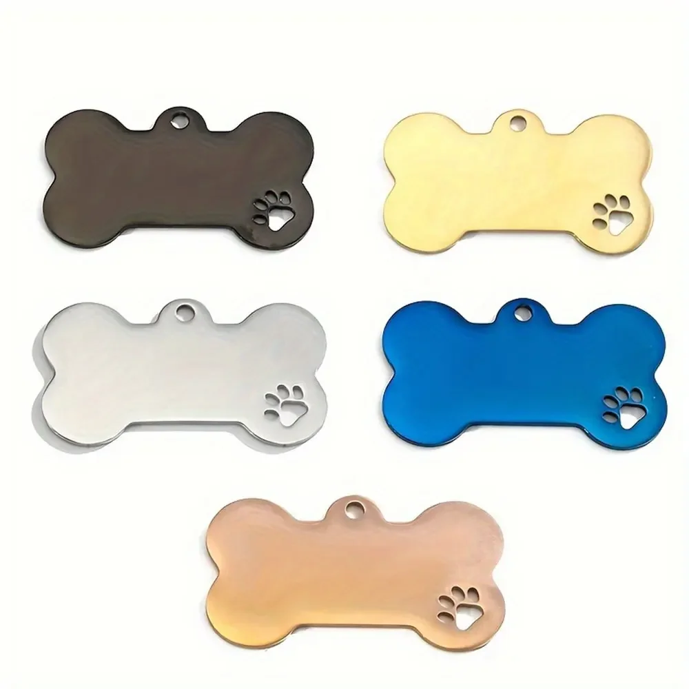 LLavero de hueso de acero inoxidable con forma de pata para bricolaje, etiqueta en blanco para identificación de perros, logotipo personalizado, etiqueta para perro mascota, accesorios para Collar, dije para llave, 10 Uds. - imagen 3