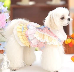 Lindo vestido de perro Lolita para razas pequeñas, vestido para mascotas, vestido de boda para mascotas, falda de tul para mascotas, falda tutú, ropa de fiesta para perros
