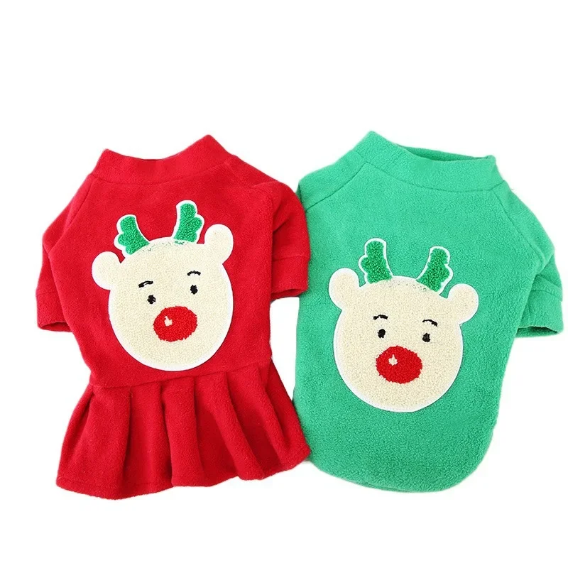 Vestido de Navidad para mascotas, ropa navideña para perros y alces, ropa de dos piernas para parejas, oso, perro de peluche, ropa de terciopelo para Otoño/Invierno - imagen 5
