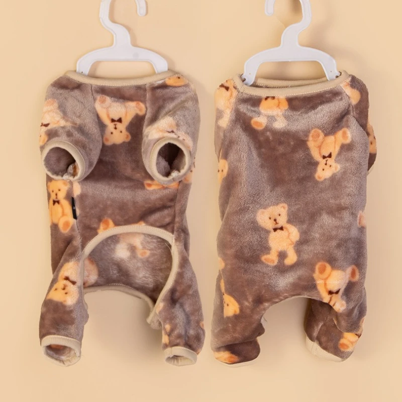 Mono de felpa para mascotas para otoño e invierno, pijamas de lana cálidos para perros pequeños y medianos, disfraz de oso bonito - imagen 2