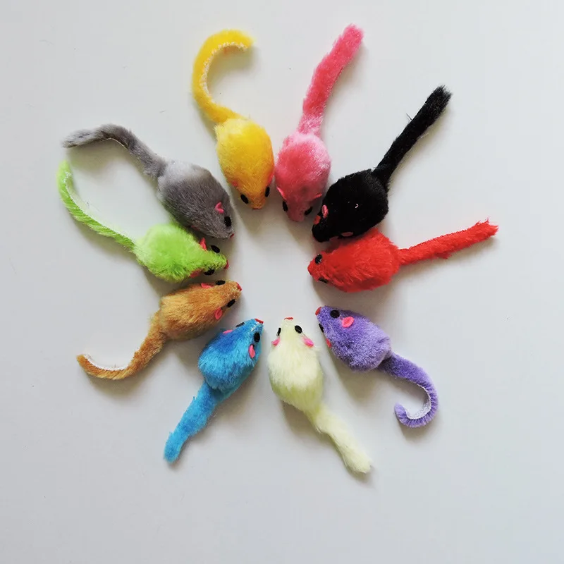 Juguete de peluche peludo para gatos, ratones interactivos suaves y sólidos, juguetes para gatos divertidos, suministros de juego de entrenamiento para rascar, 5 uds. - imagen 2
