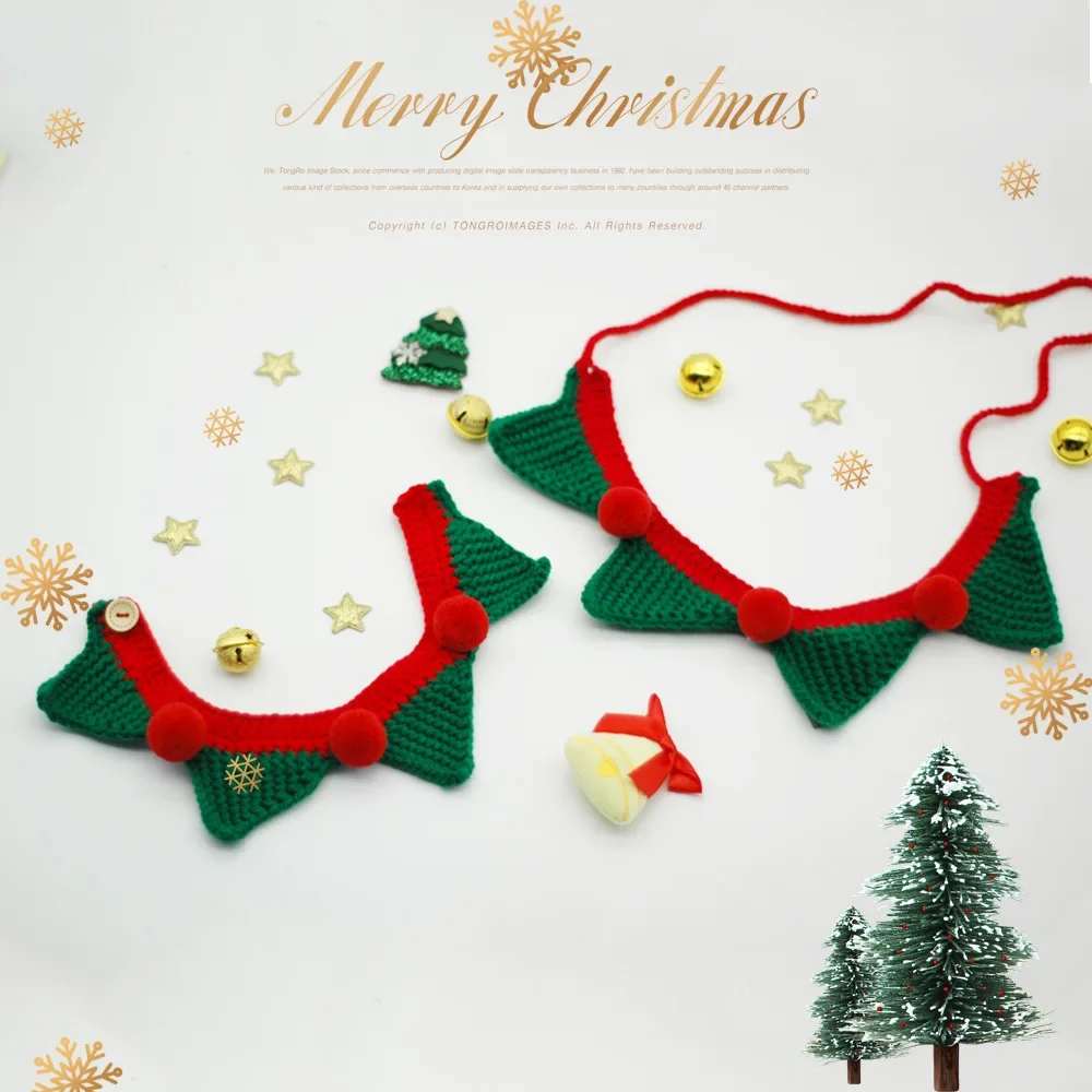 Collar tejido hecho a mano para mascotas, vacaciones navideñas, con campanas, accesorio festivo de ganchillo para decoración de perros pequeños y gatos - imagen 4