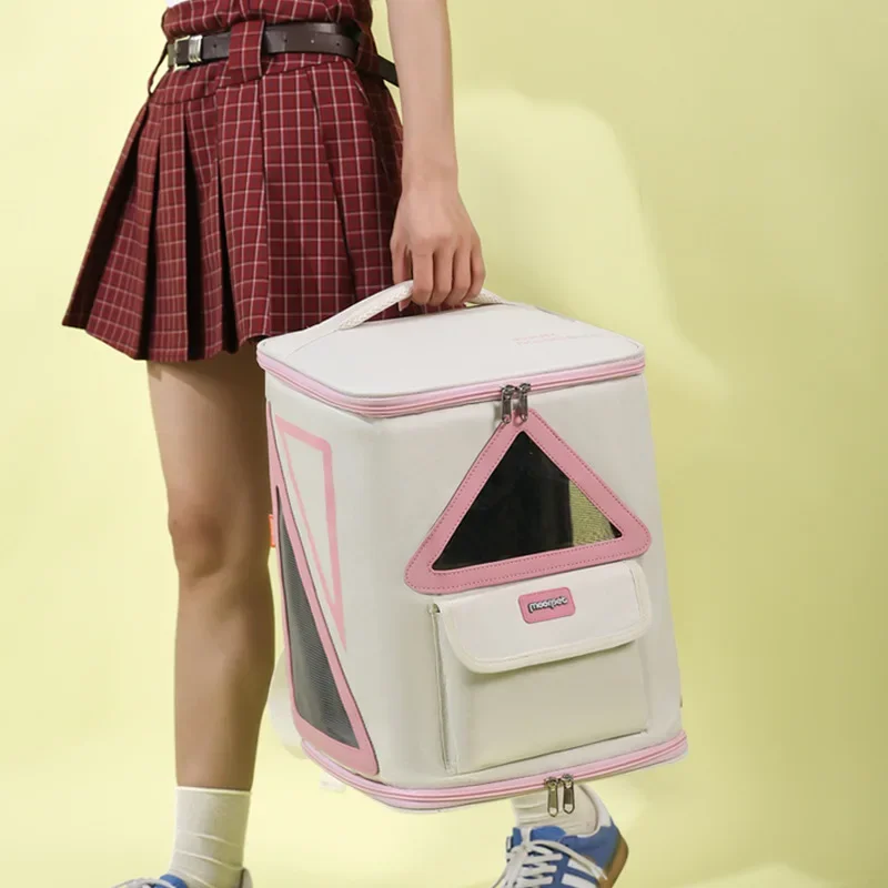 Bolsa para gatos, mochila portátil transpirable para mascotas, hombro de viaje para mascotas, bolsa para gatos ligera de gran capacidad de alto valor - imagen 4