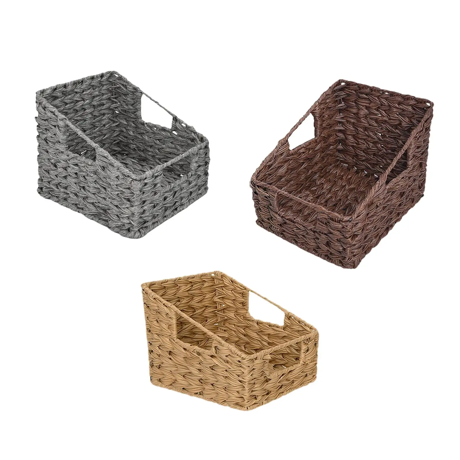Storage Container Baskets with Handles Multifunctional Woven Organizing Basket for Cupboards Drawer Shelves Bathroom Dresser Storage Container Baskets with Handles Multifunctional Woven Organizing Basket for Cupboards Drawer Shelves Bathroom Dresser