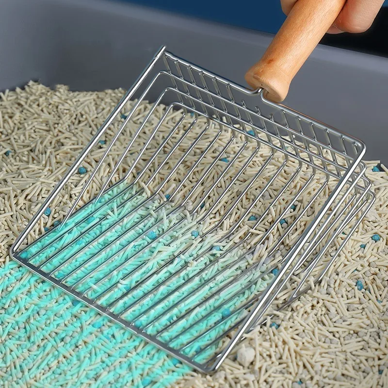 Pala acero inoxidable mango madera arena gato - Vista principal del acero