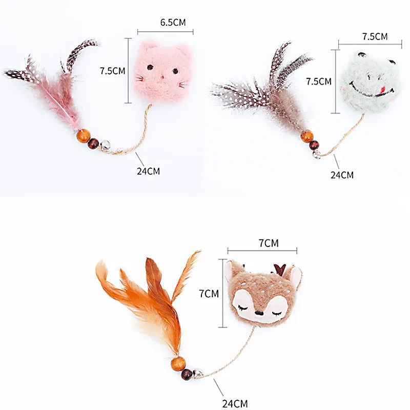 Juguete interactivo de peluche para gatos con plumas y campana - imagen 5