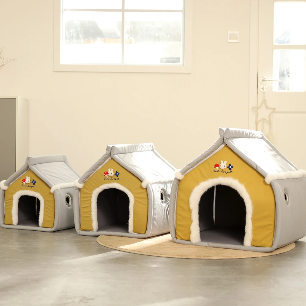 Casa de perro para interiores, perrera plegable para gatos y perros pequeños, cama cálida de invierno para gatos, cueva para cachorros, cama para dormir, productos para mascotas - imagen 5